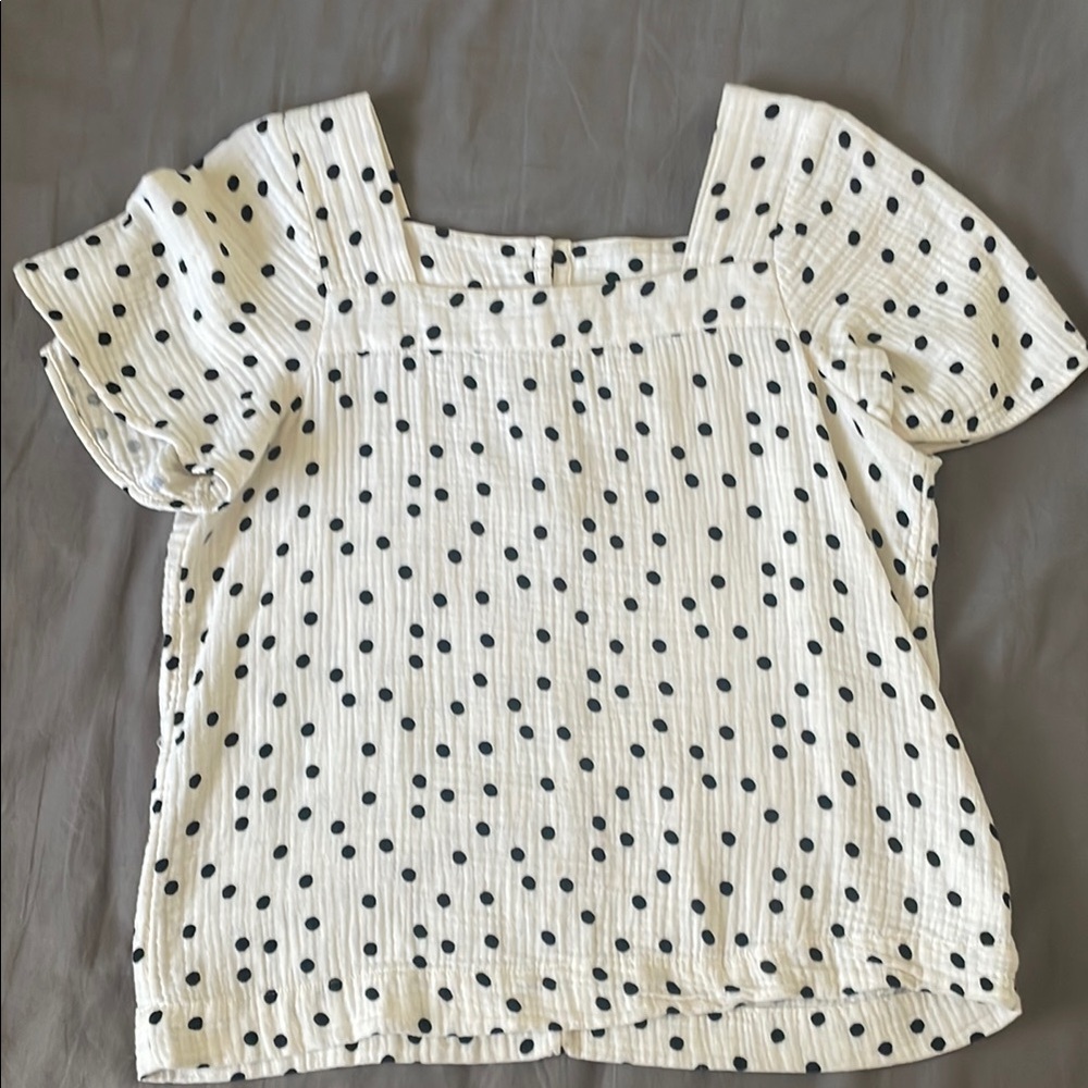 Madewell White and Black Dot Blouse